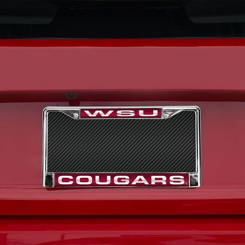 إطار ترخيص ليزر أحمر من الكروم من Rico Industries Washington State Cougars مقاس 12 بوصة × 6 بوصة إطار من الكروم مقطوع بالليزر - ملحقات السيارة/الشاحنة/سيارات الدفع الرباعي in Saudi Arabia