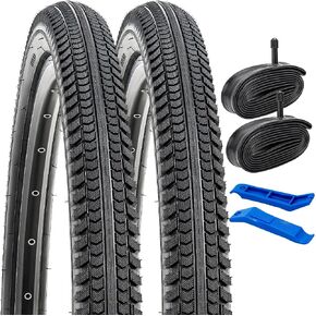 YUNSCM 2-PCS 27.5" Bike Tires 27.5 x 2.125/57-584 and 27.5" Heavy Duty Bike Tubes Schrader Valve Compatible with 27.5x1.95 27.5x2.0 27.5x2.1 27.5x2.125 27.5x2.15 Bike Bicycle Tires and Tubes (P-1072)
