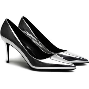 MOOMMO Women Classic High Heels Pumps Shoes Pointed Toe Slip On Satin Heels Stiletto Dress Shoes Pointed Closed Toe 3" Kitten Heel Sandals Office Ladies Bridal Wedding Party Formal Basic 4-13 M US
