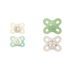 MAM Night Pacifiers with Glow-in-Dark Buttons, 0-6 Months (2 Pacifiers) and MAM Original Pacifiers, 0-3 Months (2 Count)