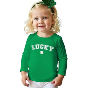 Toddler Baby Boys Girls St. Patricks Day T-Shirt Lucky Clover Shamrock Tee Irish Long Sleeve Crewneck Top 1-5 Years