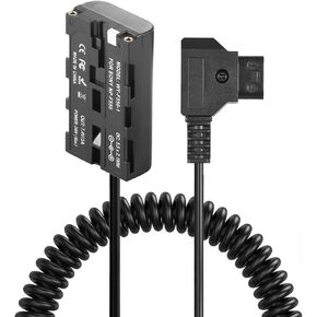 D-Tap Coiled Power Cable to NP-F550 Dummy Battery Compatible with Sony NP-F550/770/570 Power Panel Light Feelworld Atomos Ninja/Shinobi Monitor with DC in/Output