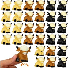 30 Pcs Highland Cow Float Bath Toy Baby Rubber Water Squirting Highland Cow Squeaky Toy Bulk Figurine Statues Decor for Spring Summer Birthday Party(Multicolor)