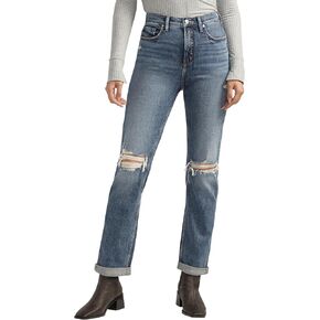 Silver Jeans Co. Women's 90s Boyfriend High Rise Straight Leg Jeans-Legacy