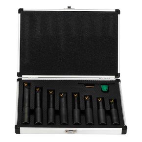 8 Pcs 3/4" Round Shank Indexable Boring Bar Set with 4pcs TCMT21.51 TCMT110204 and 4pcs TCMT221 Indexable Carbide Inserts, 90 Degree,