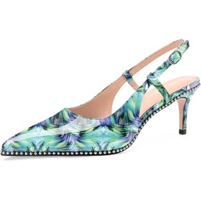 Oh Mispares Slingback Heels for Women Pointed Toe Stiletto Pumps Adjustable Strap Buckle 3 Inch Beaded Dress Shoes Wedding Prom Work Office