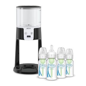Dr. Brown's Insta-Prep Warm Water Dispenser with Natural Flow Anti-Colic Options+ Baby Bottles 4 oz/120 mL, with Level 1 Slow Flow Nipple, 4 Pack, 0m+