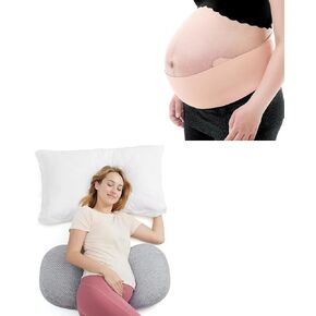 Momcozy Belly Bands for Pregnant Women & Portable W Shaped Pregnancy Pillow for Side Sleepers
