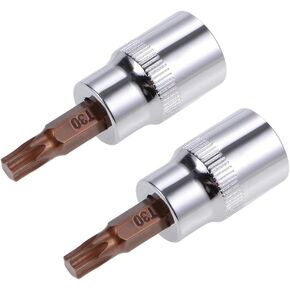 TOP-VIGOR 2Pcs Torx Bit Socket, 3/8" Drive x T30 CR-V Key Socket, Premium S2 Steel Bits, Torx Bit with 48mm Length for Torque Wrench, Ratchet Wrench, Impact Power Drills, Slide Bar