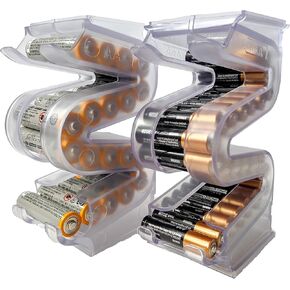 Battery Ladder™ for 20 AA Batteries | Vertical Storage Case & Dispenser | Stackable Expandable Wall Mount Holder Combo (AA, 1 Pack)