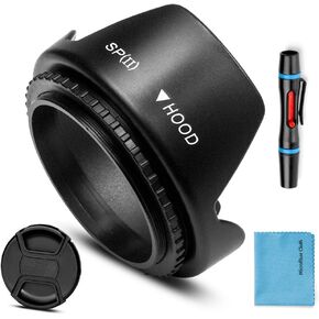 55mm Lens Hood,Universal Tulip Flower Lens Hood Sun Shade with Centre Pinch Lens Cap for Canon Nikon Sony Pentax Olympus Fuji Camera