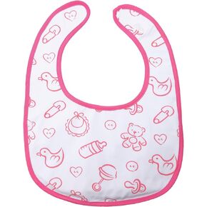 Littleforbig Cotton Waterproof Babydoll Printed Adult Bib with Adjustable Hook-and-Loop Fastener Closure - Nursery Pink Adult Bib