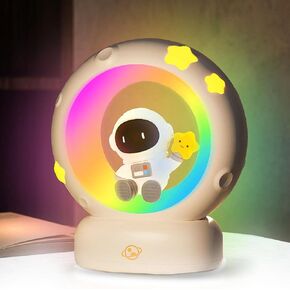 LED LED COLOTULL NIGHT LAMP ، موضوع فضاء مع رائد فضاء وتصميم Star Moon ، مناسب لجانب السرير ، المكتب ، غرف الأطفال والكبار ، حفلة عيد ميلاد ، هدايا المهرجان