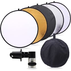 51inch/130cm Light Reflectors for Photography 5 in 1 Large Photography Reflector Collapsible Multi Disc with Clip for Studio Photography Lighting Reflector and Outdoor Lighting