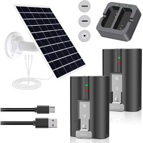 2PACK Battery with 1 Charger Dock for Ring, 1 Pack Solar Panel for Ring Stick Up Cam/Pro Battery, Spotlight Cam/Pro/Plus Battery