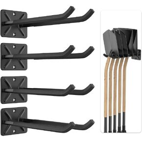 Ultrawall Garage Storage Hooks, Heavy Duty Steel Tool Organizer, 12.4 Inch Wall Mount Hangers Racks for Car Tires, Ladders, Chairs, Ropes and Garden Tools, 4 Pack
