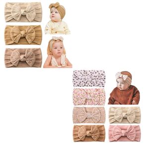 jollybows 6pcs Baby Nylon Headbands Hair Bow Elastics Hairbands Hair Accessories + Baby Girl Headband Bows Nylon Head Wraps Newborn Hairbands Infant Toddler Hair Bow (2- Khaki Ginger Beige)