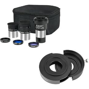 SVBONY SV226 Telescope Filter Drawer with M42-M48 Adapter, Bundle with SV233 7PCS Telescope Accessory Kit, 6mm 17mm Super Plossl Eyepiece, 2X Barlow Lens Moon, ND4, 82A Color Filter Portable Bag
