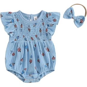Cotton Linen Bubble Romper Baby Girls Summer Clothes Newborn Smocked Baby Girl Clothes Short Sleeve Bodysuit