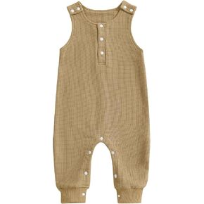 BeQeuewll Spring Summer Newborn Baby Boy Girl Clothes Sleeveless Knit Romper Crew Neck Loose Jumpsuit Infant One Piece Outfit