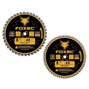 FOXBC 8-1/4 Inch Circular Saw Blade 40 Tooth, 60 Tooth for Wood Cutting - Two Pack
