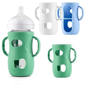 Desing Wish 4 Pack 8oz Silicone Sleeves with Handles for Avent Glass Natural Baby Bottles, Anti Breakage Protective Sleeves Compatible with Philips Avent Glass Baby Bottle 8 oz - Standard
