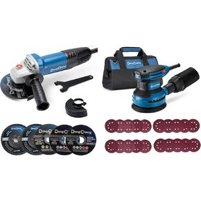 DongCheng Angle Grinder 4-1/2 inch 6.7-Amp with Paddle Switch, 5-Inch Random Orbital Sander 380W
