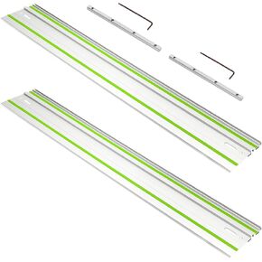 110 بوصة تتبع دليل Saw Guide Rail for Festool Track Saw ، 55 "× 2 دليل الدليل مع موصل للسكك الحديدية Festool FS1400/2 ، مثالية لمهرجانات مهرجان TS55/TS75 وتخفيضات أطول ، ضمان لمدة عامين
