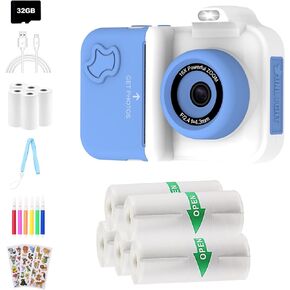 Kids Camera Instant(Including 5 Rolls of Printing Paper)+5 Rolls Thermal Adhesive Sticker Paper