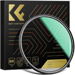 K&F Concept 62mm Ultra-Low Reflectivity Circular Polarizers Filter 28 Multi-Layer Coatings Ultra-Slim High Definition Polarizing Camera Lens Filter (Nano-X Series)
