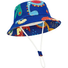 Durio Toddler Sun Hat with Adjustable Chin Strap, UPF 50+ Wide Brim Toddler Bucket Hat, Baby Summer Beach Hat for Boys Girls