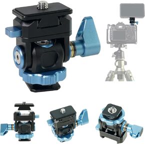 Quick Release Camera Mount Adapter - 360° Panoramic Rotation Tripod Ball Head, Universal 1/4" & 3/8" Screws for DSLR/Mirrorless/Action Cameras, Arca Type QR Plate
