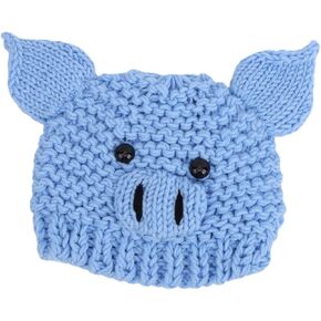 Baby Knitted Hat, No Fading Baby Hat Crochet Pig Hat Durable Practical for Photography(Blue)