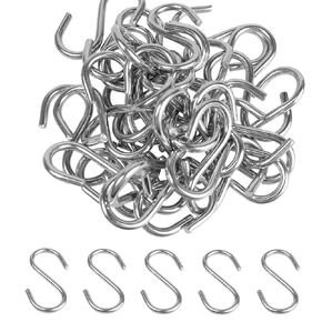 16PCS 2.2 Inch 304 Stainless Steel S Hooks, Heavy Duty M5 Hanging Hooks Metal S Shaped Hangers, Curtain Hanging Connectors S Shaped Utility Hooks
