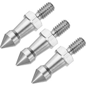 YOKIVE 3 Pcs Thread Tripod Spike, Compatible Foot Spike Mount Adapter, Great for Style 2 Softer Terrain (Silver, Male 1/4-20UNC)