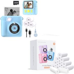 Blue Instant Print Camera*1&12 Rolls Print Paper*1