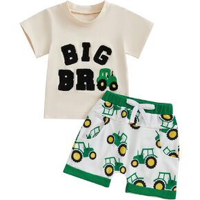 MAYUMMPY Baby Toddler Boys Summer Clothes Sets Casual Outfit Newborn Farm Outfits Tractor Infant Baby Boy Outfit