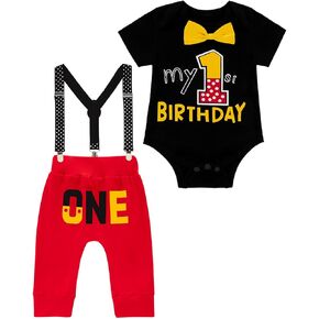 Baby Boys One Year Old Romper First Birthday Cake Smash Outfits Bowtie Pants Set