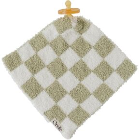 Orelle Checkered Baby Pacifier Lovey Blanket | Sage Green