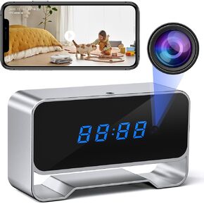 WiFi Hidden Camera Clock, FHD 1080P Wireless Spy Camera, Nanny Cam with Night Vision for Indoor Home Office Security-Upgraded