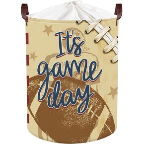Sports Balls Baby Laundry Hamper Collapsible Clothes Kids Storage Basket Large Boys Gift Toy Box Bin for Play Room, Rugby, 36L