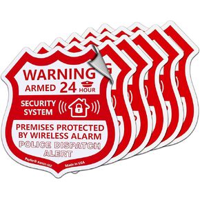 Psyfer® (Fade-Free) 6 Pack - Alarm Security Outdoor UV Waterproof Window Stickers [Made in USA]