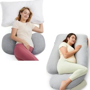 Momcozy U Shaped Cotton Pregnancy Pillow and Portable W Shaped Pregnancy Pillow
