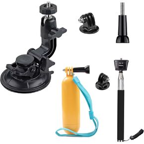 Action Camera Selfie Stick Floating Hand Grip Compatible with Gopro Hero 12 11 10 9 AKASO EK7000 Brave 7 Brave 4 V50 Apexcam, Action Camera Suction Cup Mount Compatible with DJI Osmo Pocket 3/2