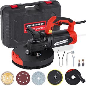 7 Inch Concrete Grinder Set Concrete Surface Grinder 2200W 4800RPM Floor Grinder With Dust Extraction Shroud Storage Case 90° Seamless Sanding for Floor, Wall, Adhesive and Ceiling