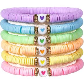Preppy Bracelets for Teen Girls - Stackable Boho Surfer Friendship Bracelets Set for Little Girls & Women in Saudi Arabia