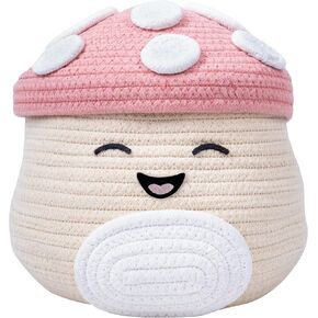 Fizz Creations Squishmallows Malcolm the Mushroom Woven Storage Basket With Lid | 8.5 Inches Tall | Officially Licensed Squishmallows Merchandise. Mushroom Squishmallow.