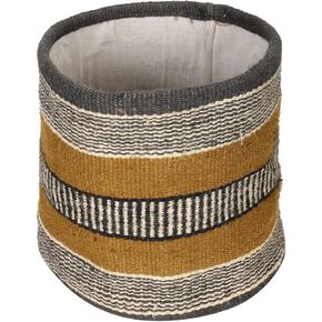 Stylish & Sturdy Big Jute Basket Organizer Bin for Clothes, Toys, Laundry | Nursery Planter Basket Storage Bin Woven Basket, 12'' × 12'' × 12'', Jute (Black Green & Beige)
