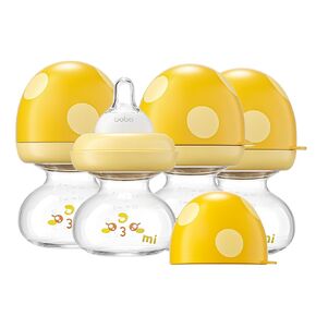 YOHKOH Newborn Glass Baby Bottles with Slow Flow Nipple for 0+ Months, Wide Neck Feeding Bottle, 2.7oz/80ml (Red, 2.7oz (Pack of 2))