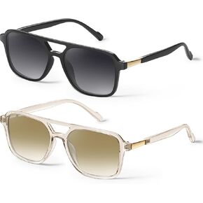 GRFISIA Retro Aviator Sunglasses for Women Men Square Frame Rectangle Trendy Sun Glasses